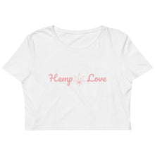 Load image into Gallery viewer, Hemp Love Cursive Organic Crop Top
